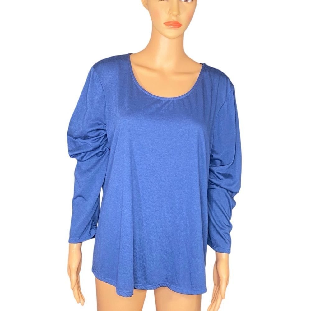 Simpliy Styled by Sears Scoop Neck Blouse Long Drap Sleeves High Low Hem Size Lg